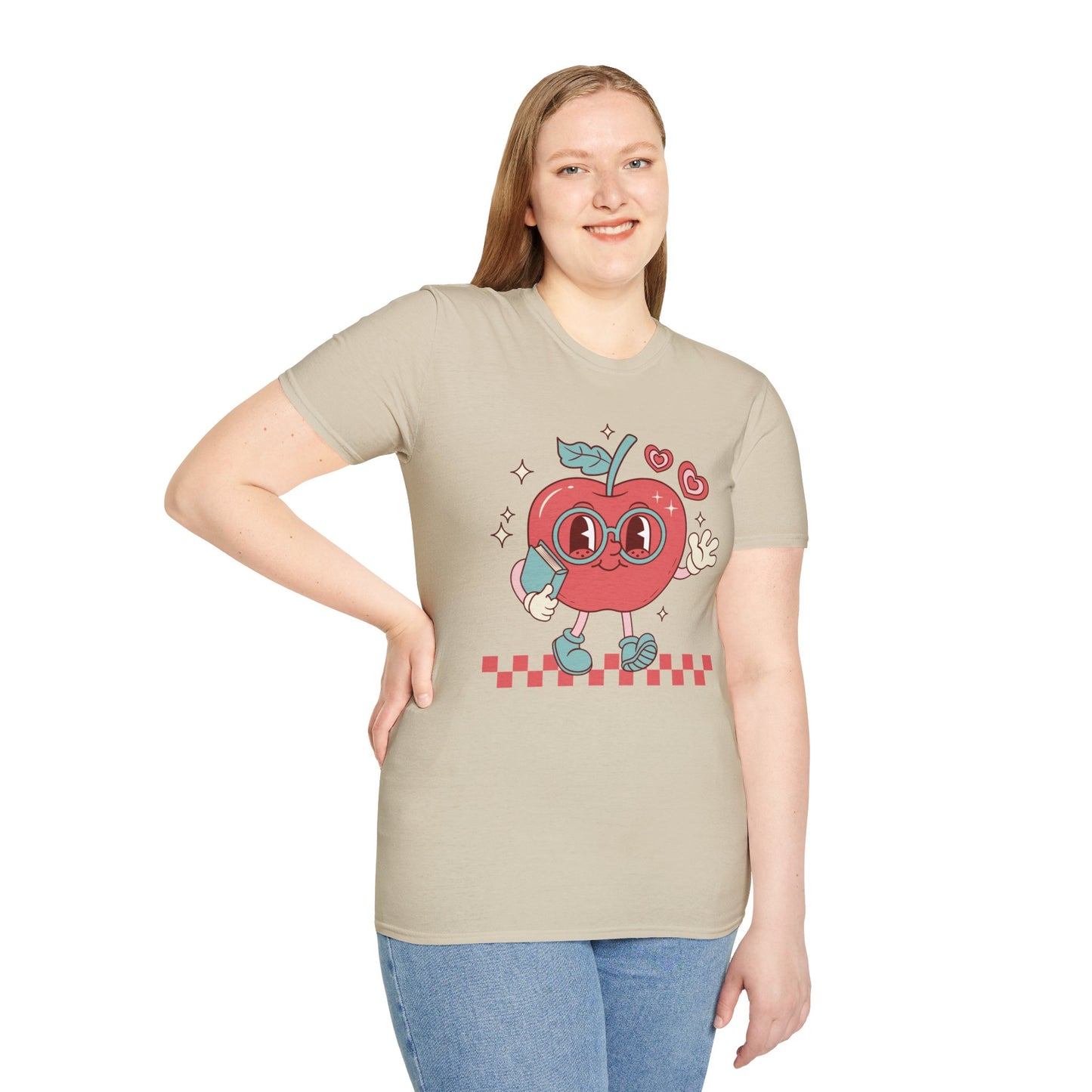 Retro Waving Apple With Book T-Shirt