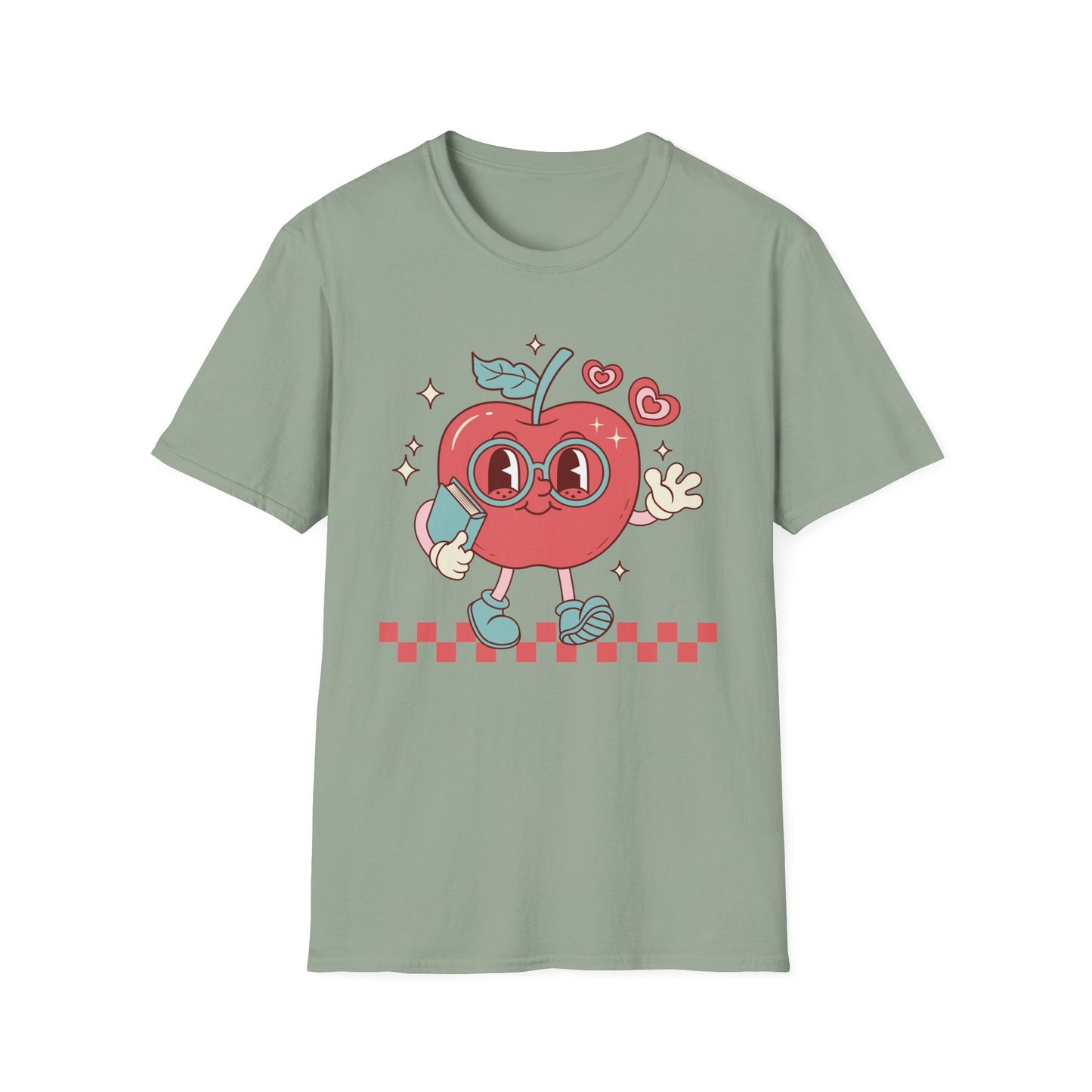 Retro Waving Apple With Book T-Shirt