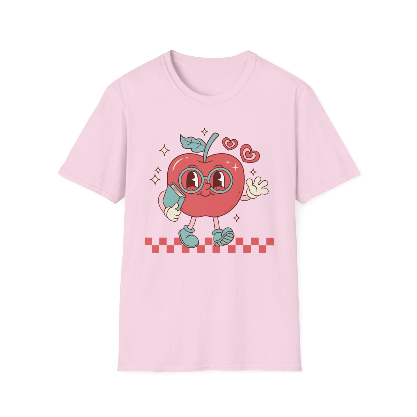 Retro Waving Apple With Book T-Shirt