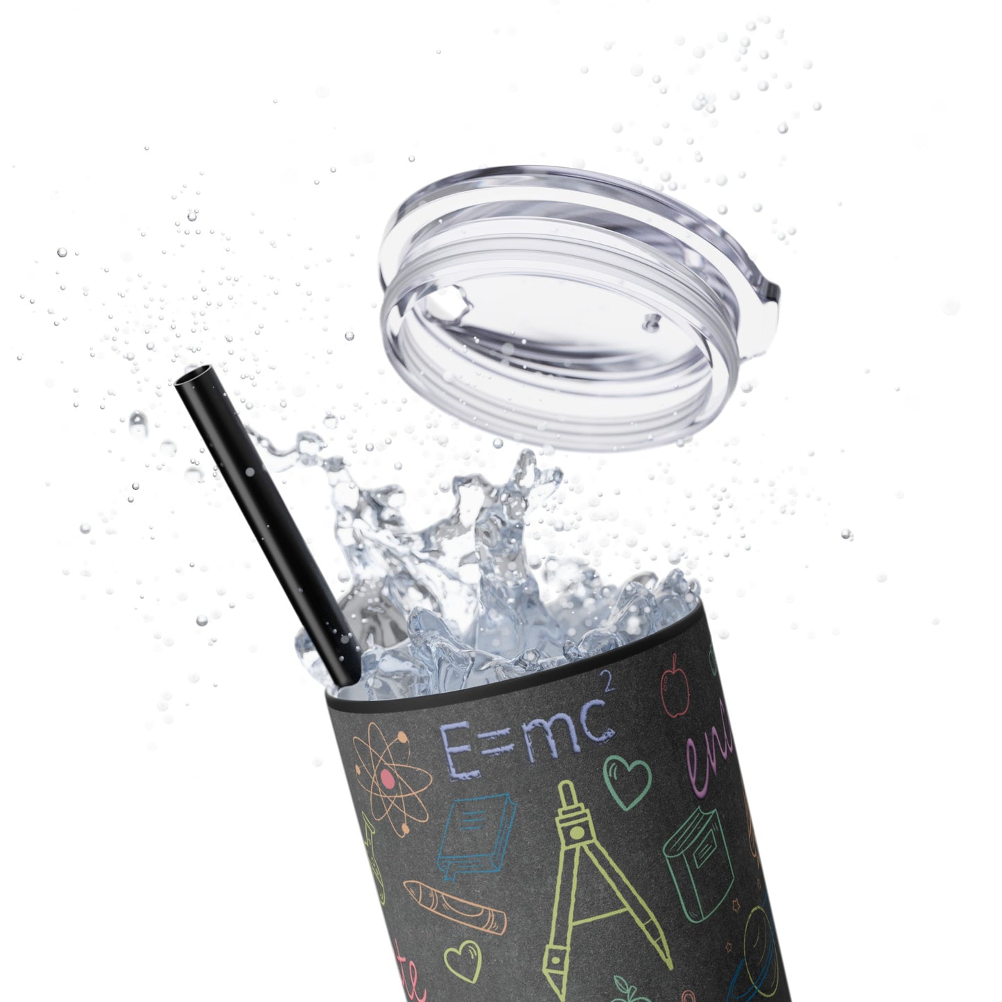 Chalkboard Skinny Tumbler with Straw, 20oz