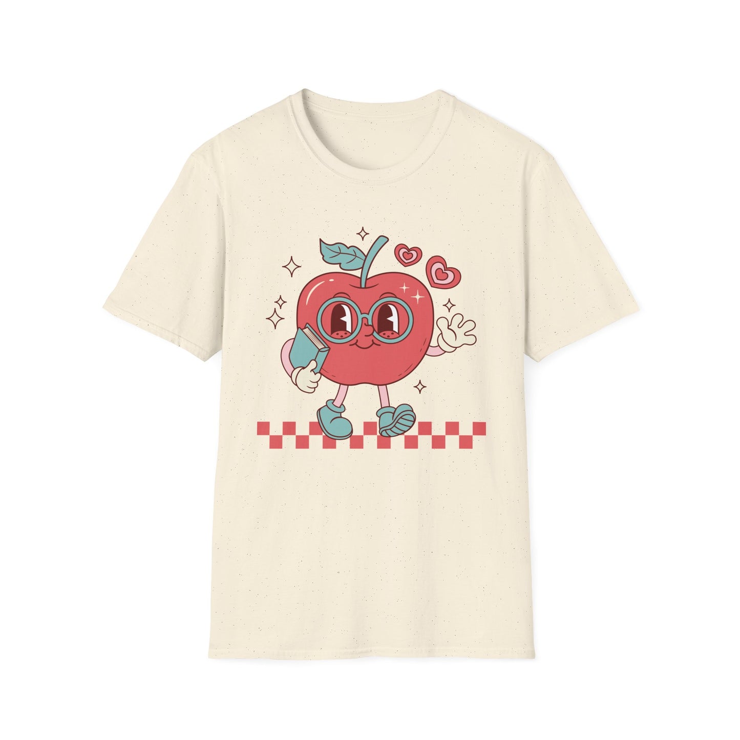 Retro Waving Apple With Book T-Shirt