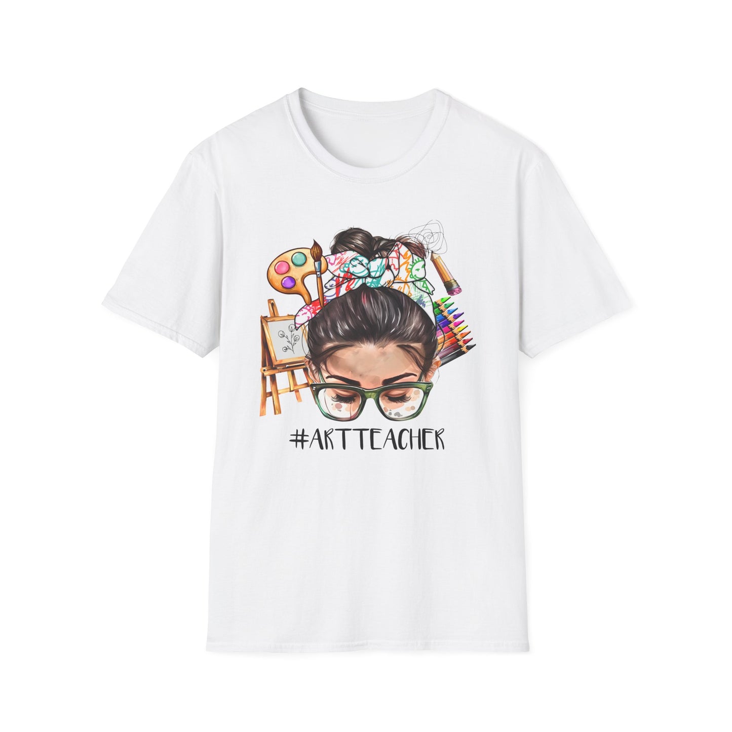 Art Teacher Messy Bun T-Shirt