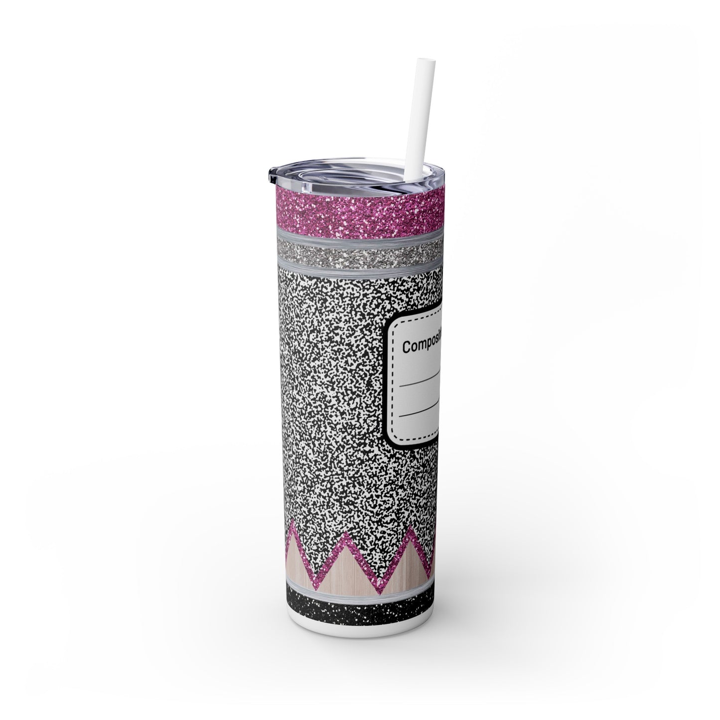 Composition Notebook Skinny Tumbler with Straw, 20oz