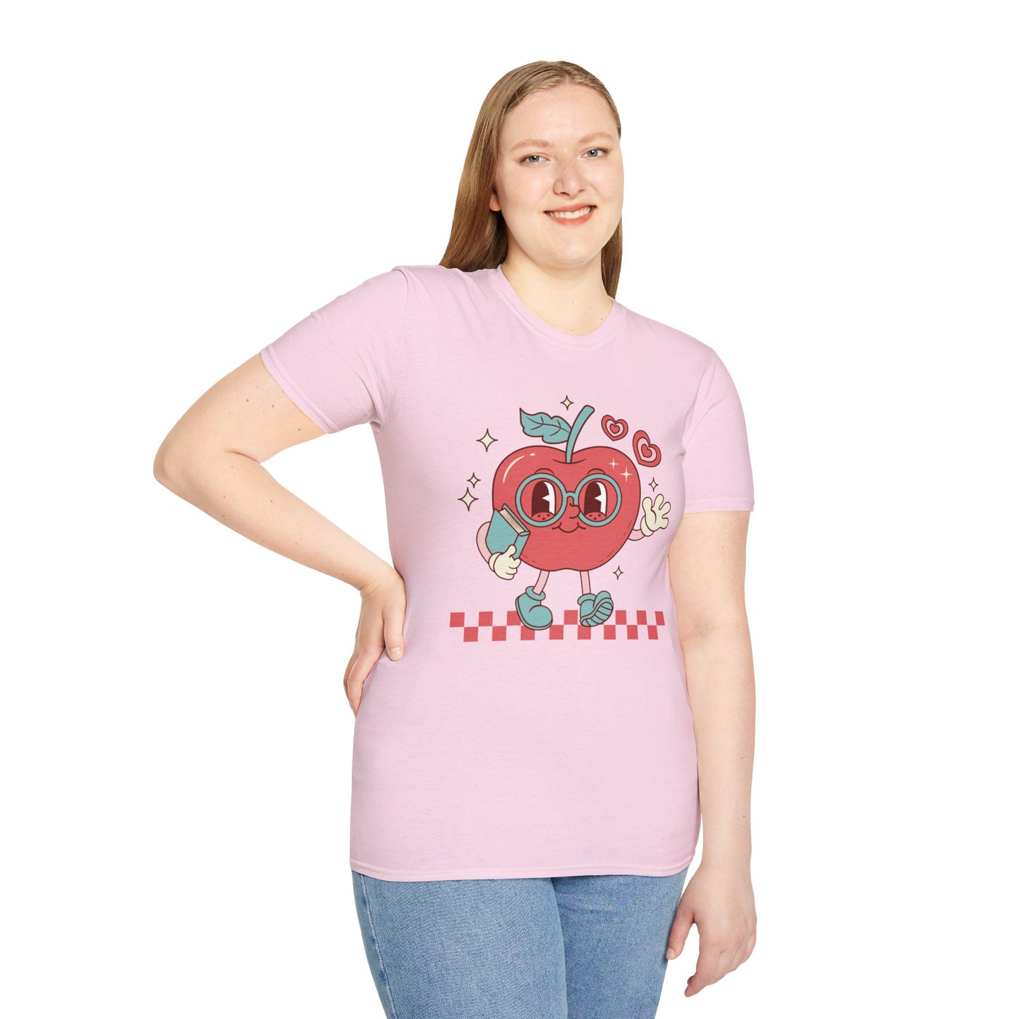 Retro Waving Apple With Book T-Shirt