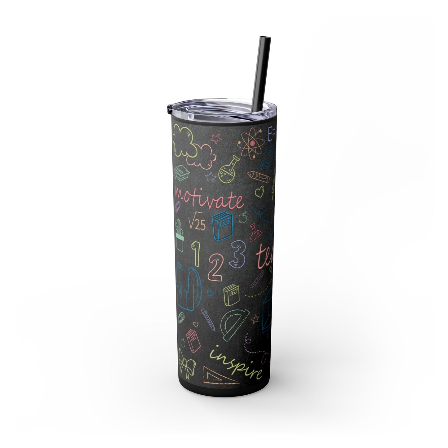 Chalkboard Skinny Tumbler with Straw, 20oz