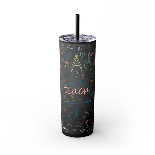 Chalkboard Skinny Tumbler with Straw, 20oz