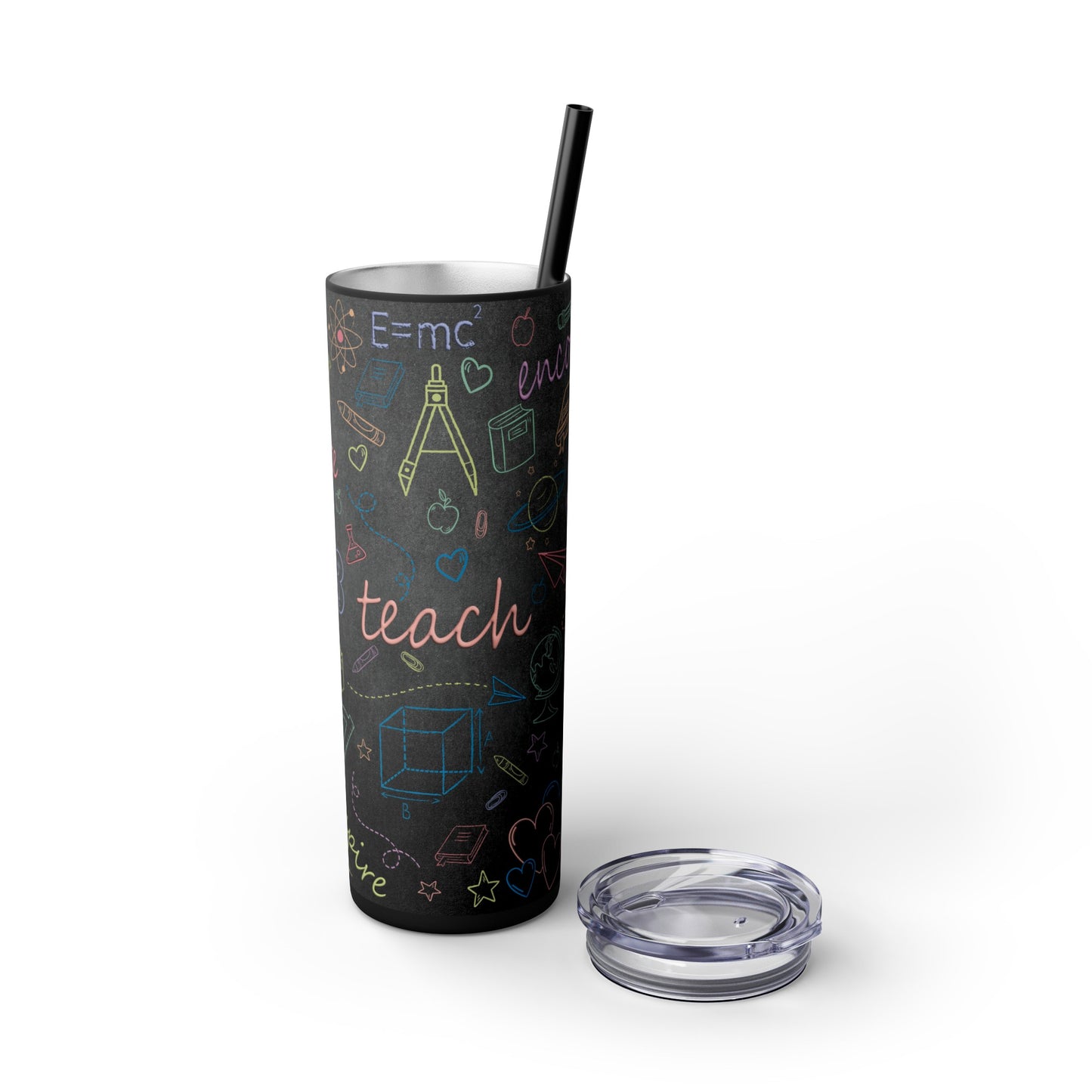 Chalkboard Skinny Tumbler with Straw, 20oz