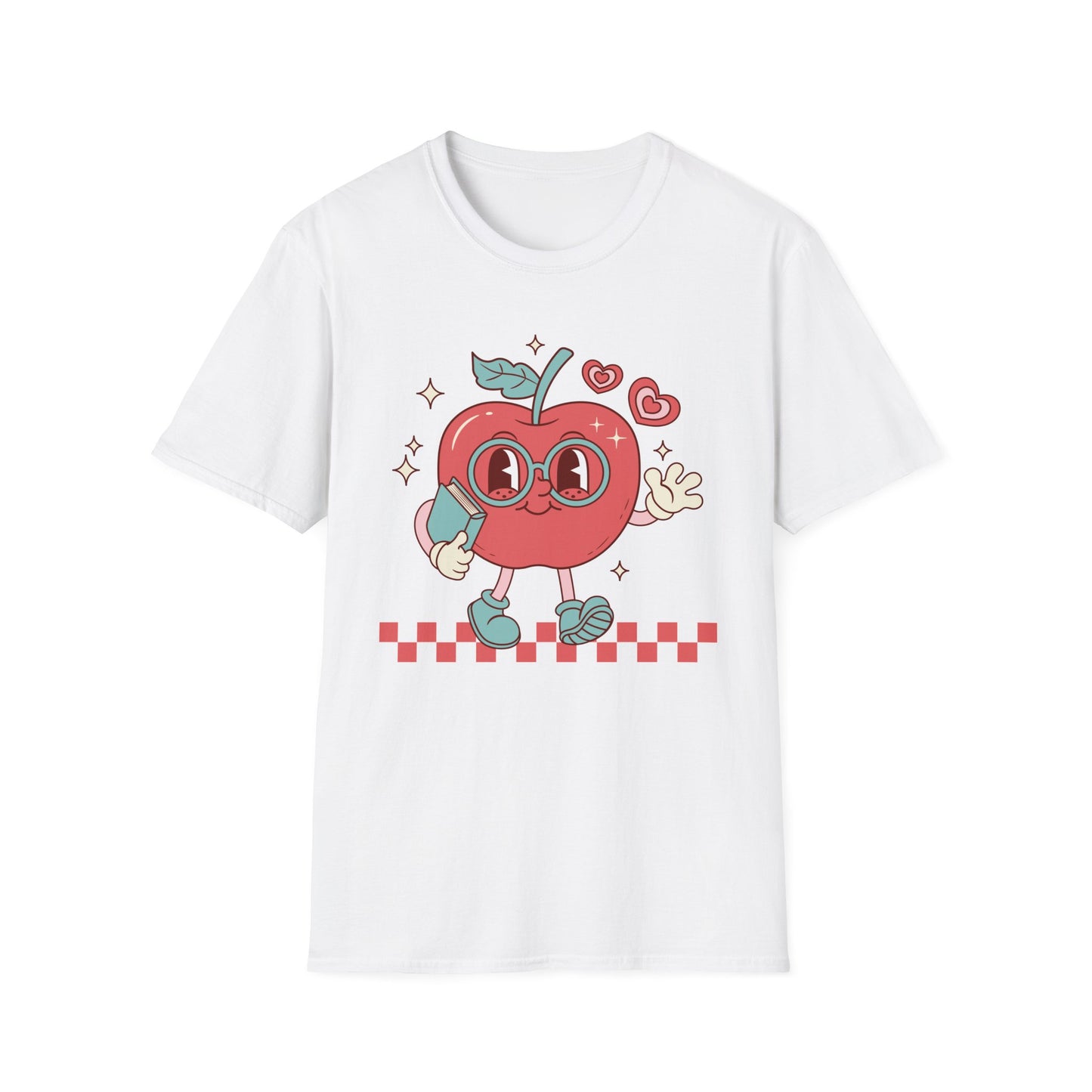 Retro Waving Apple With Book T-Shirt