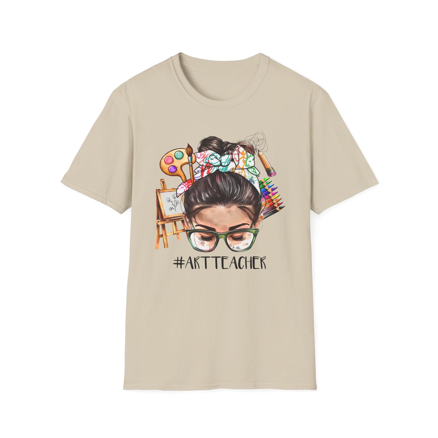 Art Teacher Messy Bun T-Shirt