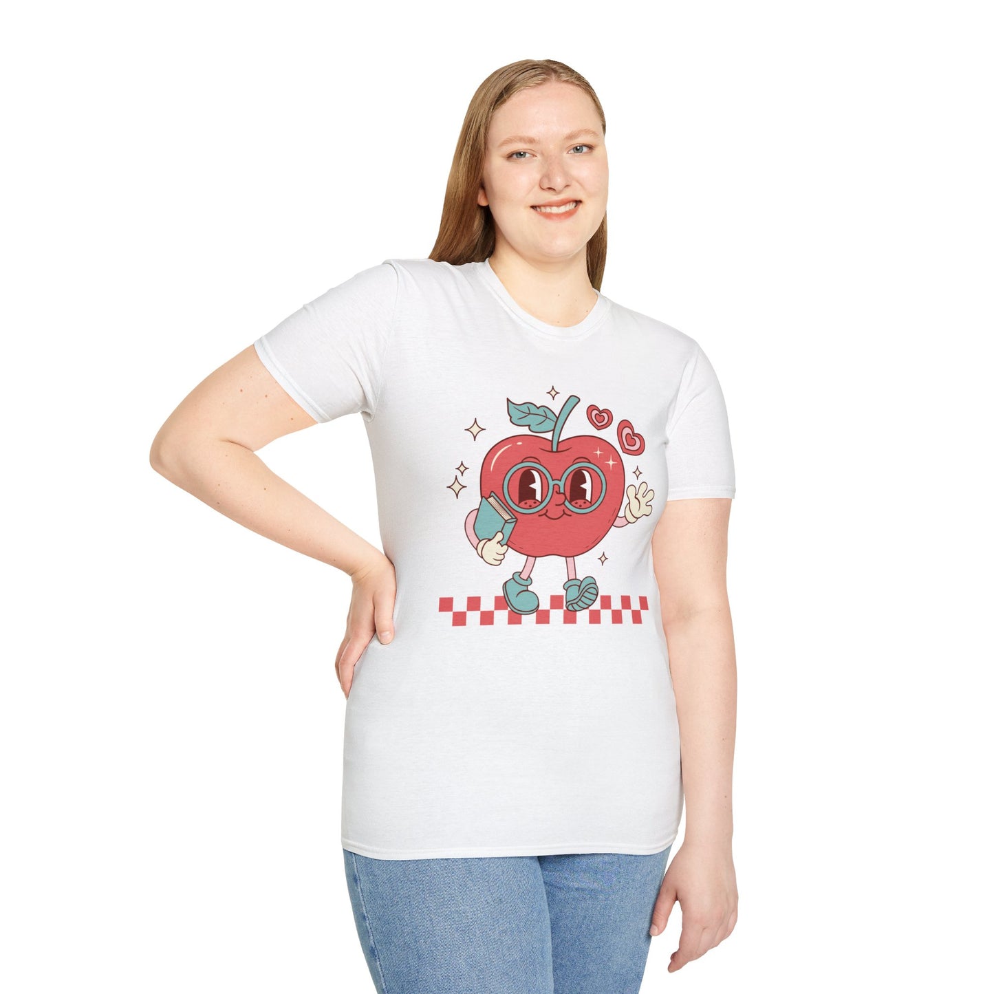 Retro Waving Apple With Book T-Shirt