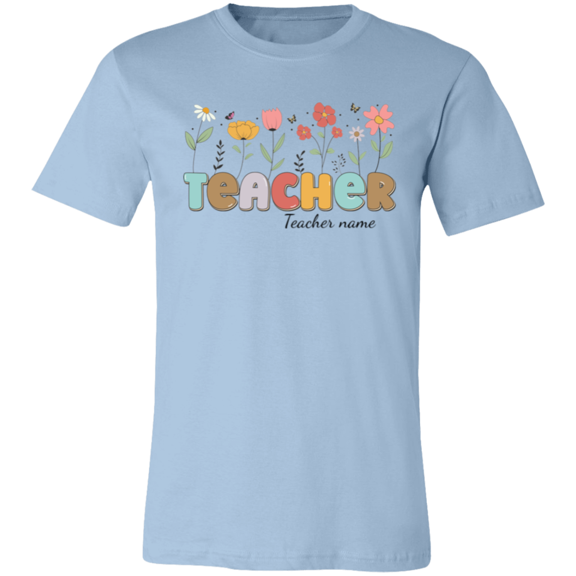 Personalized Teacher Flowers T-Shirt