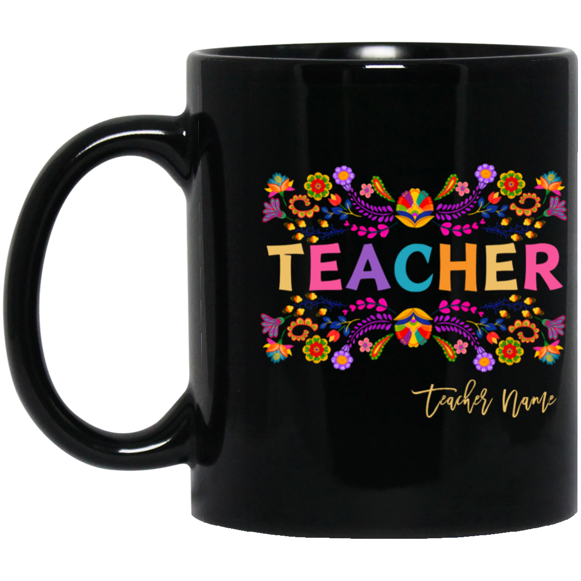 Personalized Teacher Bordado-Style Mug