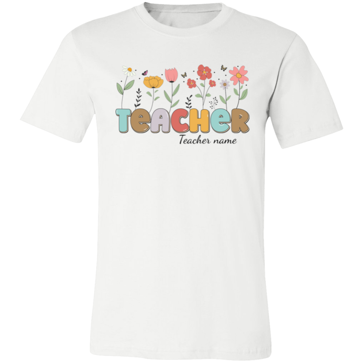 Personalized Teacher Flowers T-Shirt